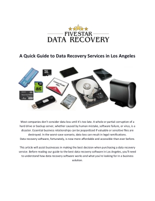 A Quick Guide to Data Recovery Services in Los Angeles