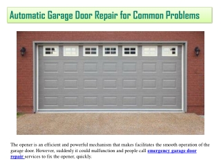 Automatic Garage Door Repair for Common Problems