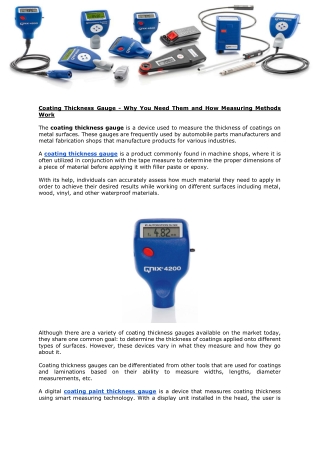 Coating Thickness Gauge