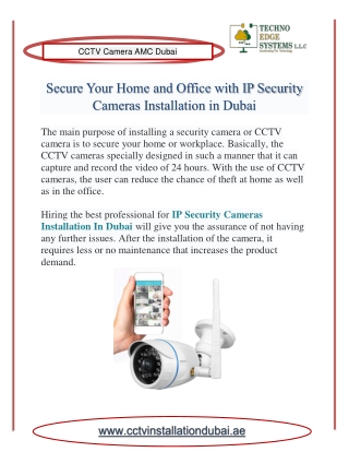 Secure Your Office with IP Security Cameras Installation Dubai?