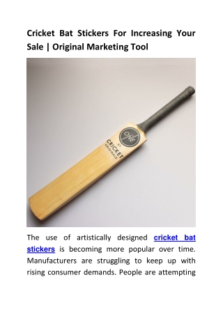 Cricket Bat Stickers For Increasing Your Sale | Original Marketing Tool
