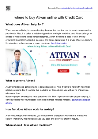 where to buy Ativan online with Credit Card