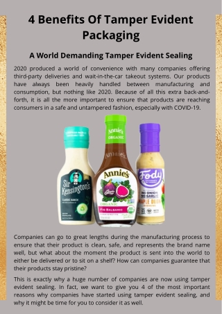 4 Benefits Of Tamper Evident Packaging