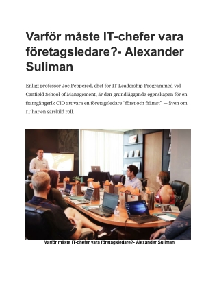 Varför måste IT-chefer vara företagsledare? - Alexander Suliman