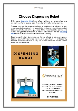 Choose Dispensing Robot