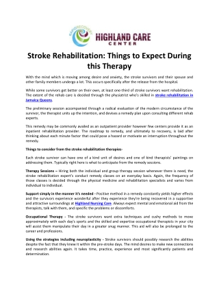 Stroke Rehabilitation