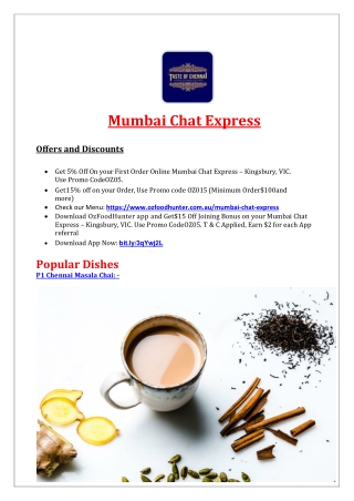 5% Off - Mumbai Chat Express Menu Kingsbury, VIC