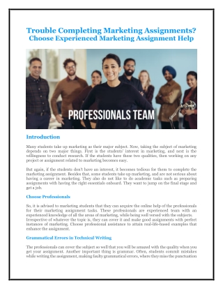 Trouble Completing Marketing Assignments Choose Experienced Marketing Assignment Help
