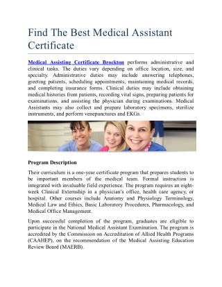 Find The Best Medical Assistant Certificate