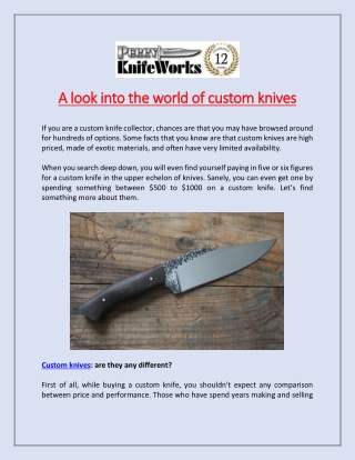 A look into the world of custom knives