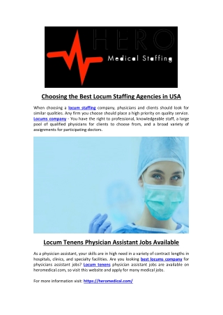 Choosing the Best Locum Staffing Agencies in USA