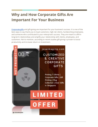 Why and How Corporate Gifts Are Important For Your Business