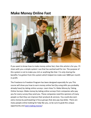 Make Money Online Fast