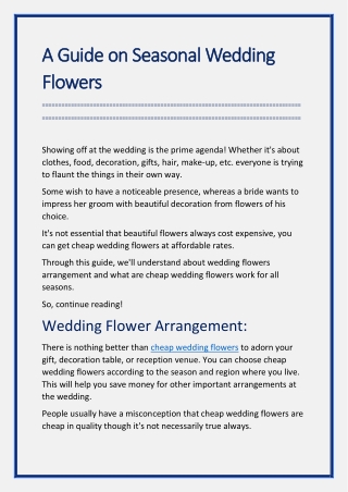 A Guide on Seasonal Wedding Flowers