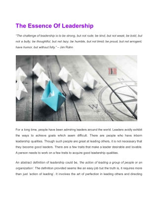 The Essence Of Leadership
