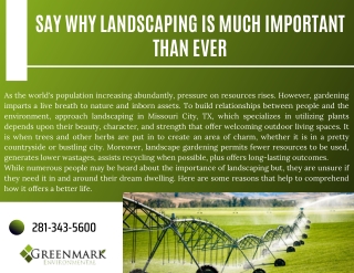 Say Why Landscaping is Much Important Than Ever