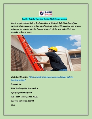 Ladder Safety Training Online|Safetraining.com