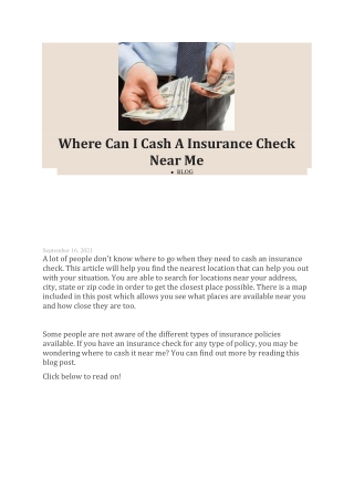 Where Can I Cash A Insurance Check Near Me for money transfer