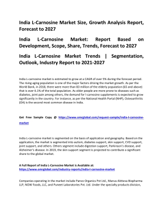 India L-Carnosine Market