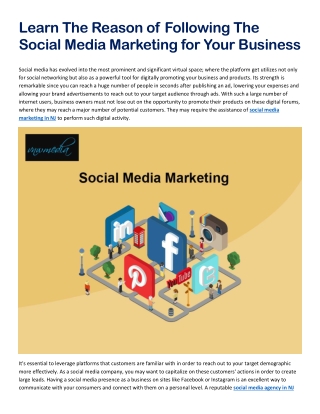 Learn The Reason of Following The Social Media Marketing for Your Business