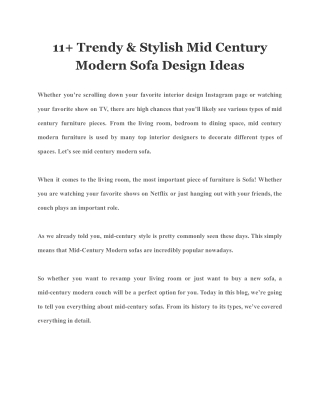 11  Trendy & Stylish Mid Century Modern Sofa Design Ideas