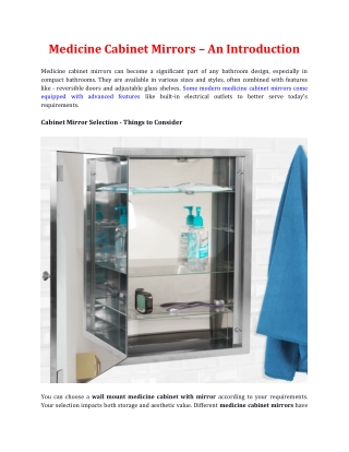 Medicine Cabinet Mirrors – An Introduction