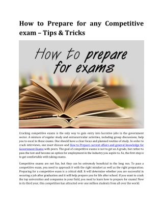 How to Prepare for any Competitive exam creck