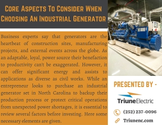 Core Aspects To Consider When Choosing An Industrial Generator