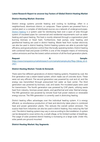 Latest Research Report to uncover key Factors of Global District Heating Market