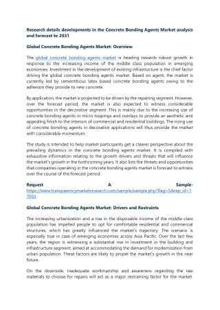 Research details developments in the Concrete Bonding Agents Market analysis and