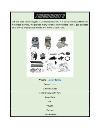 Motor Bicycle  Zoombicycles.com