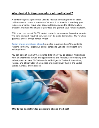Dental bridge procedures abroad - Make Medical Trip