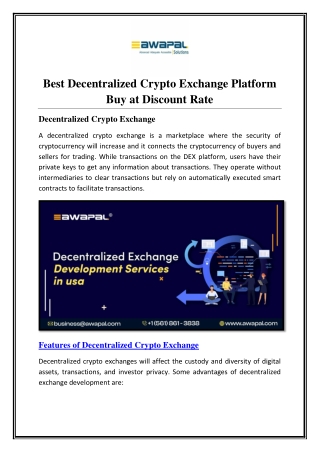Best Decentralized Crypto Exchange Platform Buy at Discount Rate