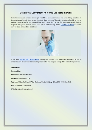 Get Easy & Convenient At-Home Lab Tests in Dubai