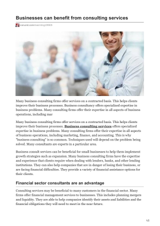 Businesses can benefit from consulting services