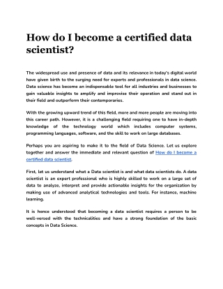 How do I become a certified data scientist?