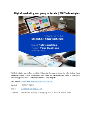 Digital marketing company in Kerala | TGI Technologies