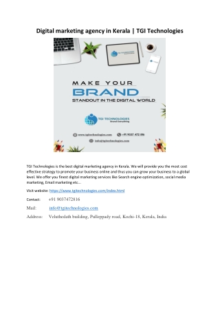 Digital marketing agency in Kerala | TGI Technologies