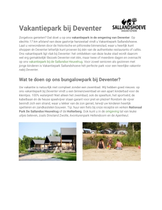 Bungalowpark Deventer - Vakantiepark Sallandshoeve