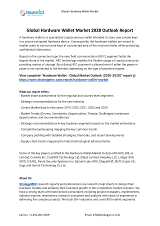 2021 Hardware Wallet Market Global Analysis Report