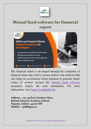 Mutual fund software for financial report