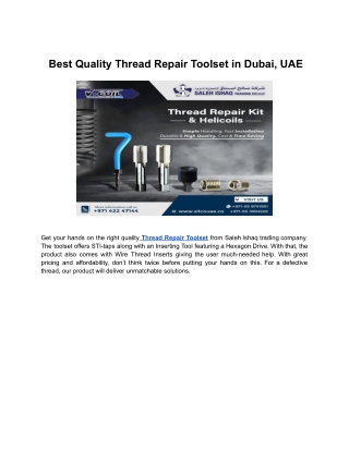 Best Quality Thread Repair Toolset in Dubai, UAE