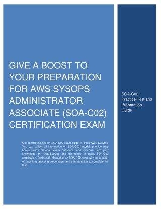 Give a Boost to Your Preparation for AWS SOA-C02 Certification Exam