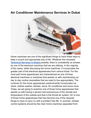 Air Conditioner Maintenance Services In Dubai