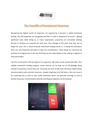 Investment Recovery - Finance Recovery