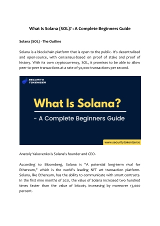 What Is Solana (SOL)? : A Complete Beginners Guide