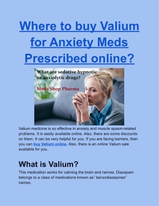 Where to buy Valium for Anxiety Meds Prescribed online?