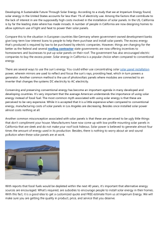 Developing A Sustainable Future Through Solar Energy