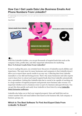 1How Can I Get Leads Data Like Business Emails And Phone Numbers From LinkedIn