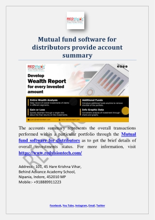 Mutual fund software for distributors provide account summary